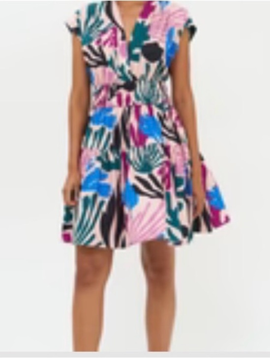 Oliphant Dresses & Skirts - Oliphant Smocked Waist Mini- Reef Magenta Teal, Mini Dress